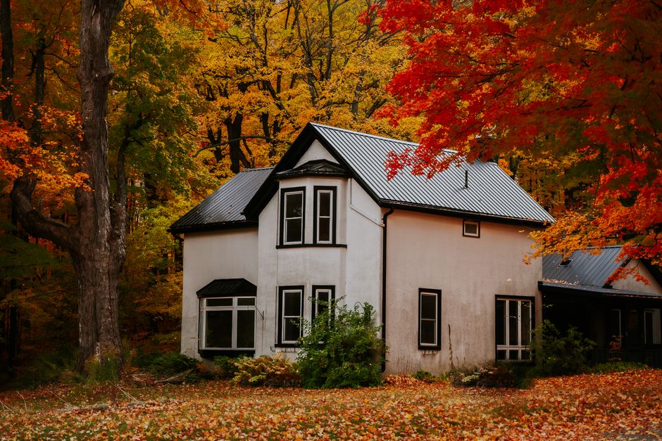 Rural home in Renfrew County Ontario in autumn